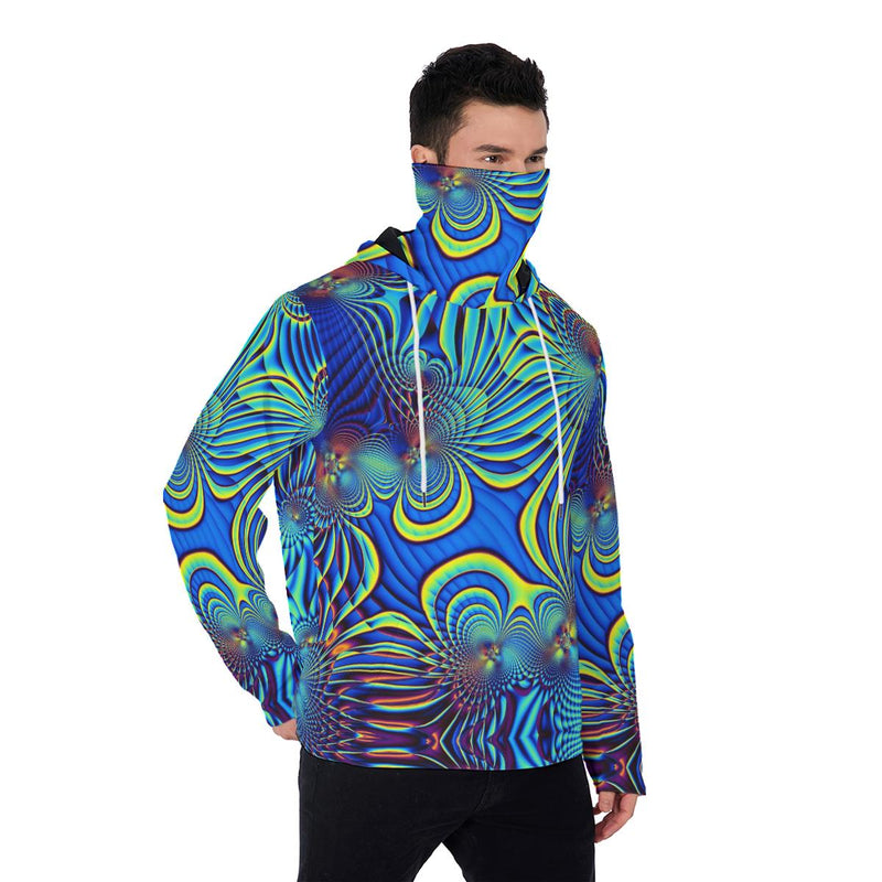 Kaleidoscope Festival Edm Abstract Psychedelic Print  Men's Velvet Pullover Hoodie With Mask