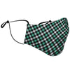 Teal And White Check Plaid Pattern Adult Youth Kids Adjustable Face Mask With Filter - kayzers