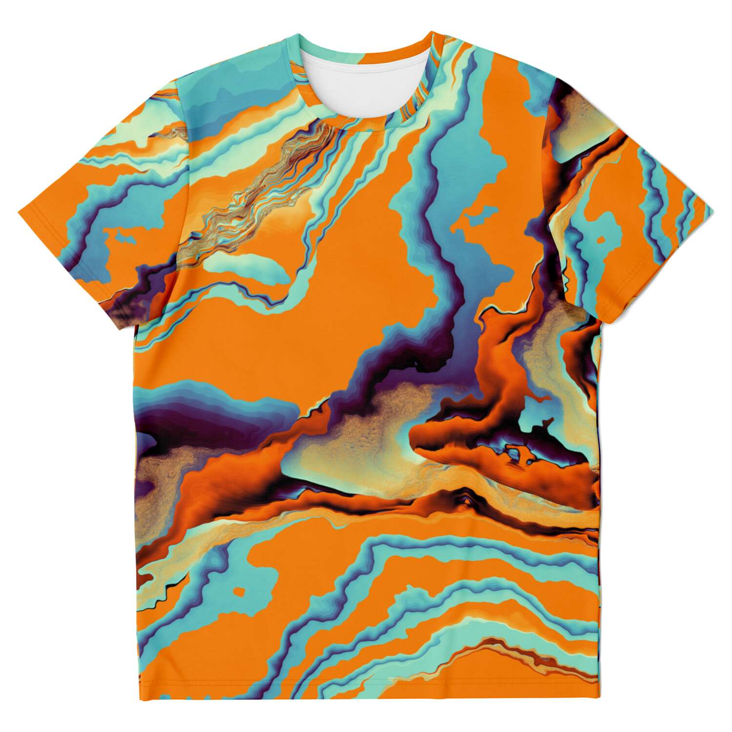 Orange Marble Pattern Abstract Art Psychedelic Mosaic Paint Unisex T-shirt - kayzers