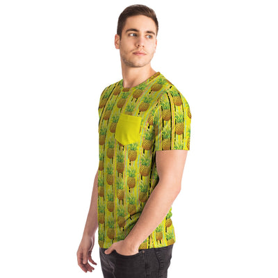 Tropical Beach Summer Pineapples Pocket T Shirt