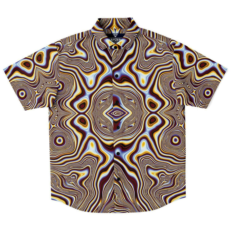 Psychedelic Liquid Glitch Print Men's Button Down Shirt - kayzers