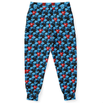 Blue Cubes And Red Balls Geometric 3D Space Unisex Joggers - kayzers