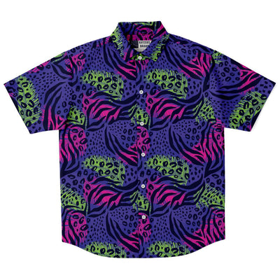 Purple Colorful Animal Print Shirt, Leopard Print Shirt, Animal Print Men's Shirt