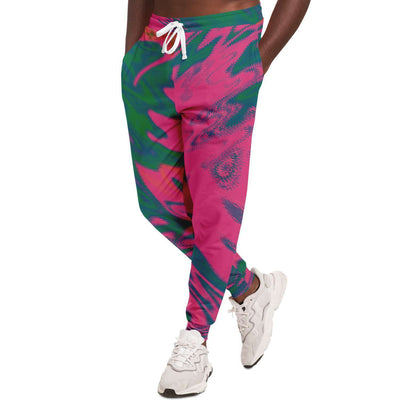 Pink Green Paint Splash Psychedelic Pop Art Waves Swirls Twirl Bright Colors Lsd Dmt Unisex Fashion Joggers - kayzers