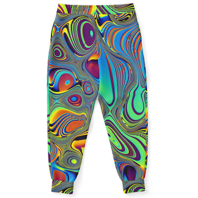 Sporty Abstract Liquid Ripple Waves Texture Graphic Psychedelic Joggers - kayzers