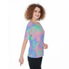 Abstract Holographic Cotton Candy Iridescent Print Women's T-Shirts