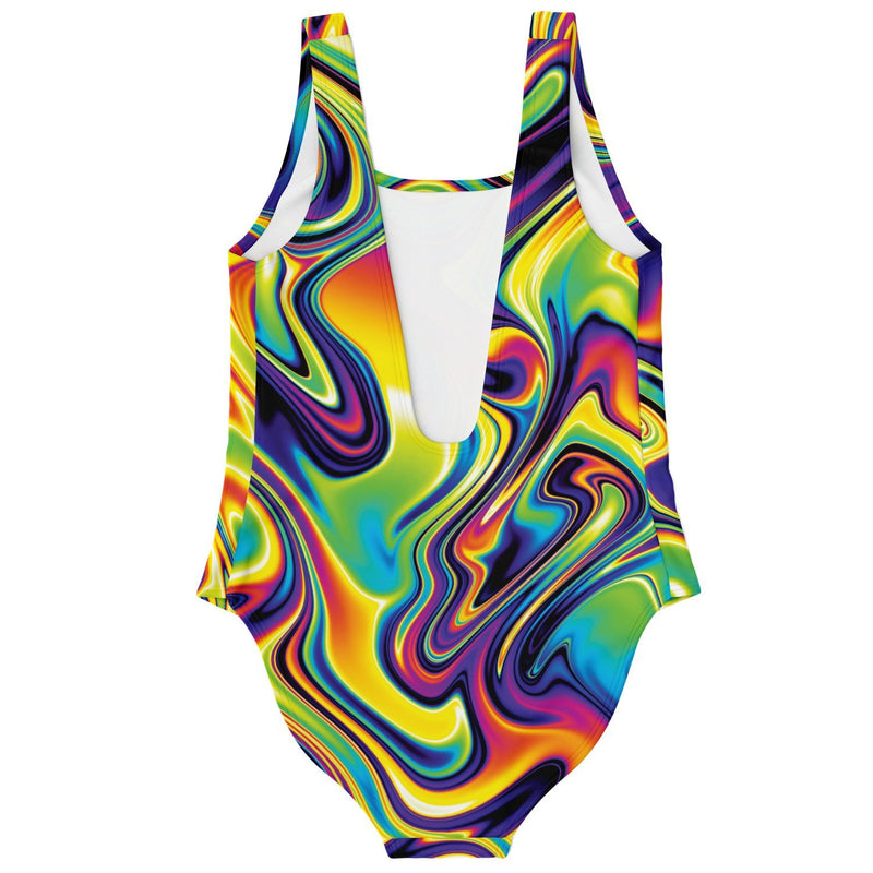 Liquid Psychedelic Waves Print One Piece Swimsuit - kayzers