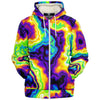 Abstract Iridescent Holographic Marble Pattern Beach Ocean Psychedelic Edm Festival Paint Microfleece Zip Up Hoodie - kayzers