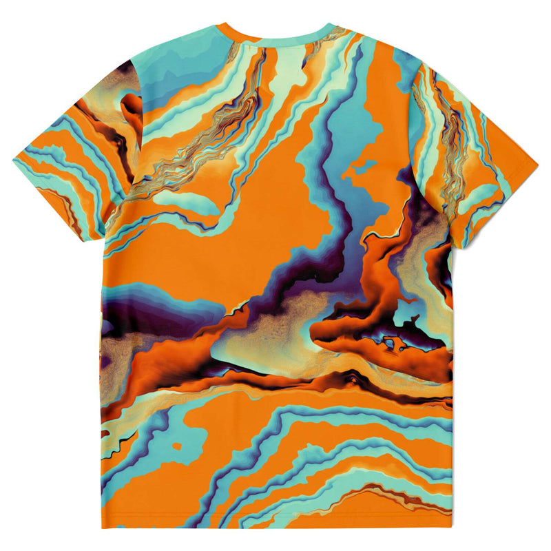 Orange Marble Pattern Abstract Art Psychedelic Mosaic Paint Unisex T-shirt - kayzers