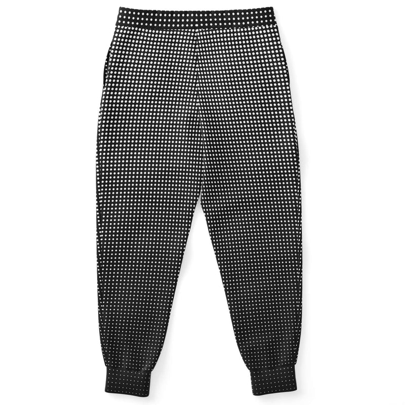 Black Dots Halftone Pattern Unisex Fleece Joggers - kayzers