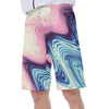 Abstract Ocean Waves Pink Blue Print Men's Beach Shorts