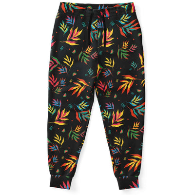 Colorful Tropical Leaves Pattern Unisex Fleece Joggers - kayzers