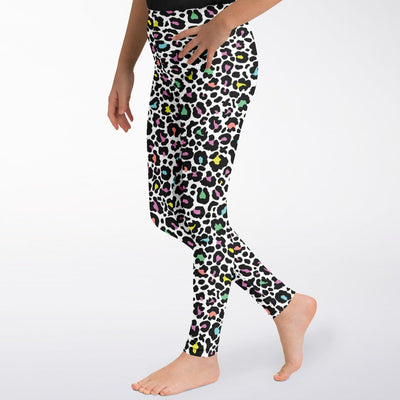Colorful Leopard Print Youth Girls Leggings - kayzers