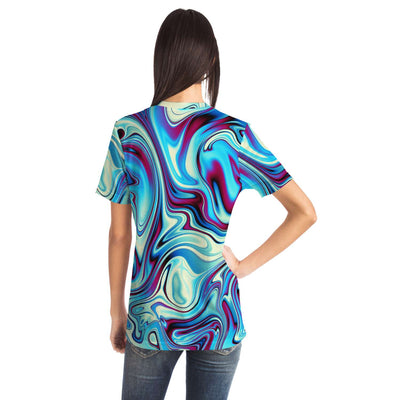 Aqua Ocean Blue Liquid Waves Swirls Psychedelic DMT LSD Unisex T-shirt - kayzers