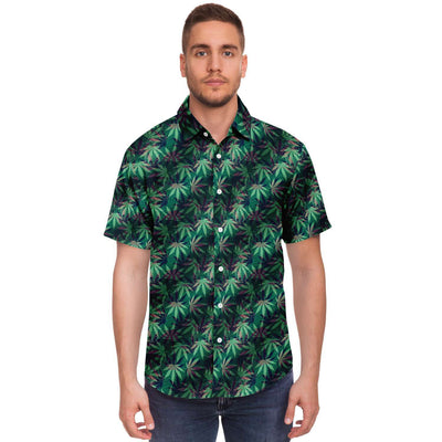 Weed Cannabis Marijuana Hemp Leaf Leaves Pattern Men's Shirt - kayzers