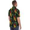 Tropical Macaw Yellow Flowers Hawaiian Button Down Men's Shirt, Hawaiian Beach Shirt - kayzers