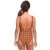 Orange Checks Plaid Pattern Women's One Piece Swimsuit - kayzers