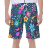 Colorful Flowers Floral Hawaiian Print Men's Beach Shorts