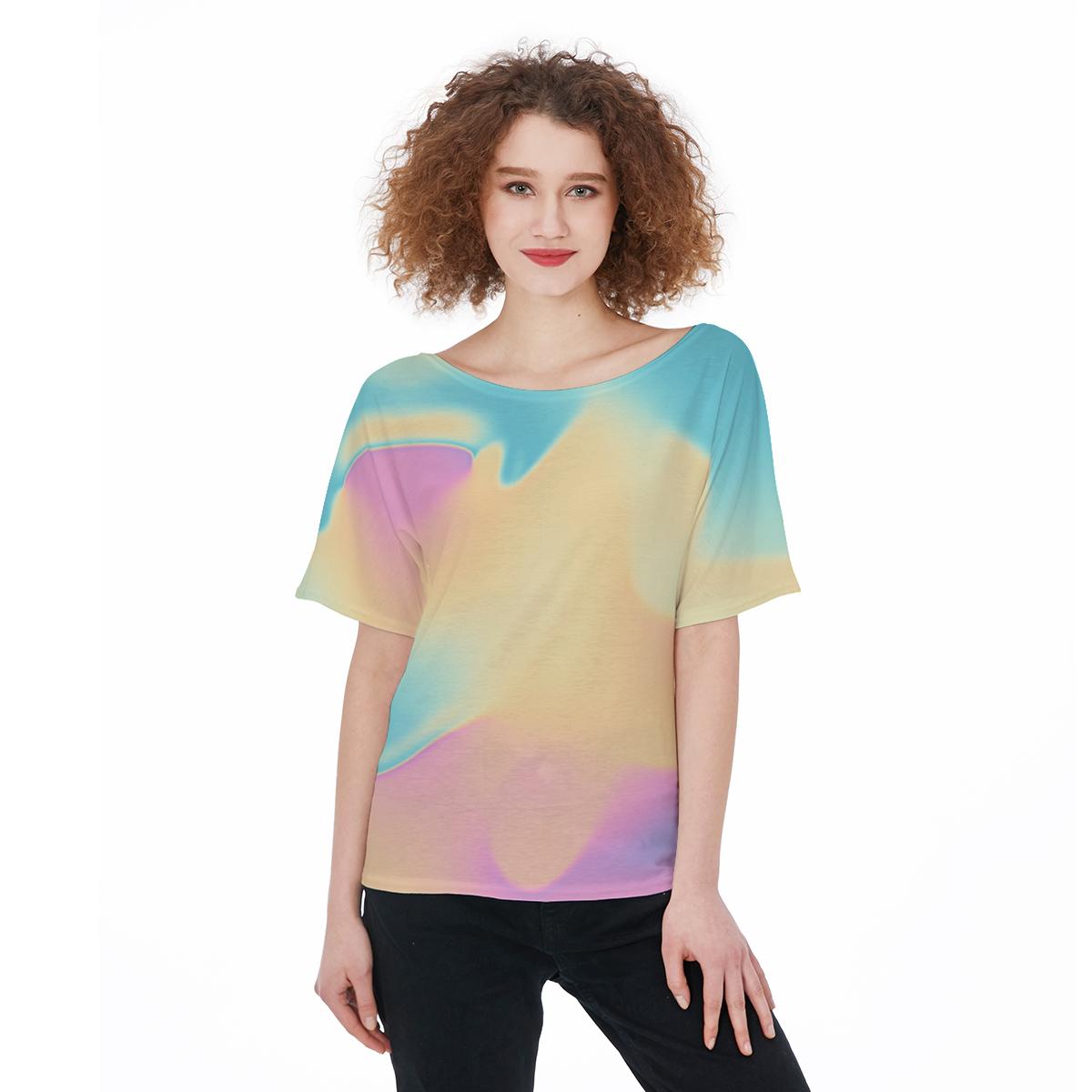 Abstract Cloud Holographic Iridescence Print Women's Top