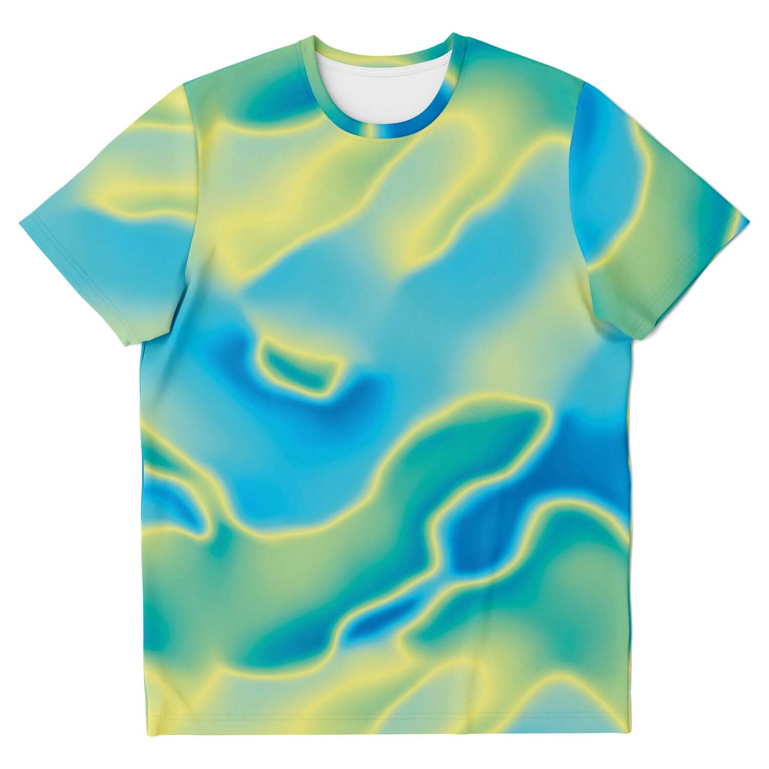 Blue Mint Green Abstract Holographic Iridescence T-Shirt - kayzers