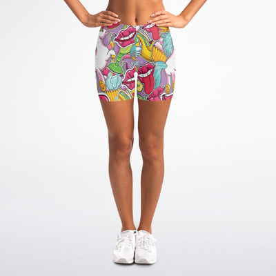 Pop Art Cupcakes Unicorn Print Women's Bike Shorts - kayzers