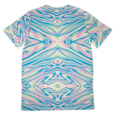 Liquid Ripple Holographic Psychedelic Trippy Aqua Blue Pocket T Shirt