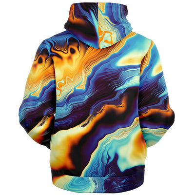 Abstract Art Marble Pattern Mosaic Psychedelic Unisex Microfleece Zip Up Hoodie - kayzers