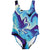 Blue Liquid Psychedelic One Piece Swimsuit - kayzers