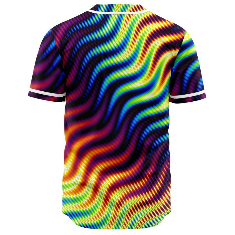 Colorful Waves Sporty Graphic Edm Festival Illusion Psychedelic Strokes Dmt Lsd Baseball Jersey - kayzers