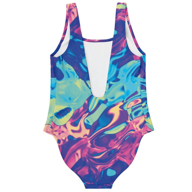 Abstract Colorful Holographic Iridescent One Piece Swimsuit - kayzers