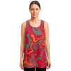 Red Liquid Abstract Sunset Paint Yellow Ombre Holographic Iridescence Unisex Tank Top - kayzers