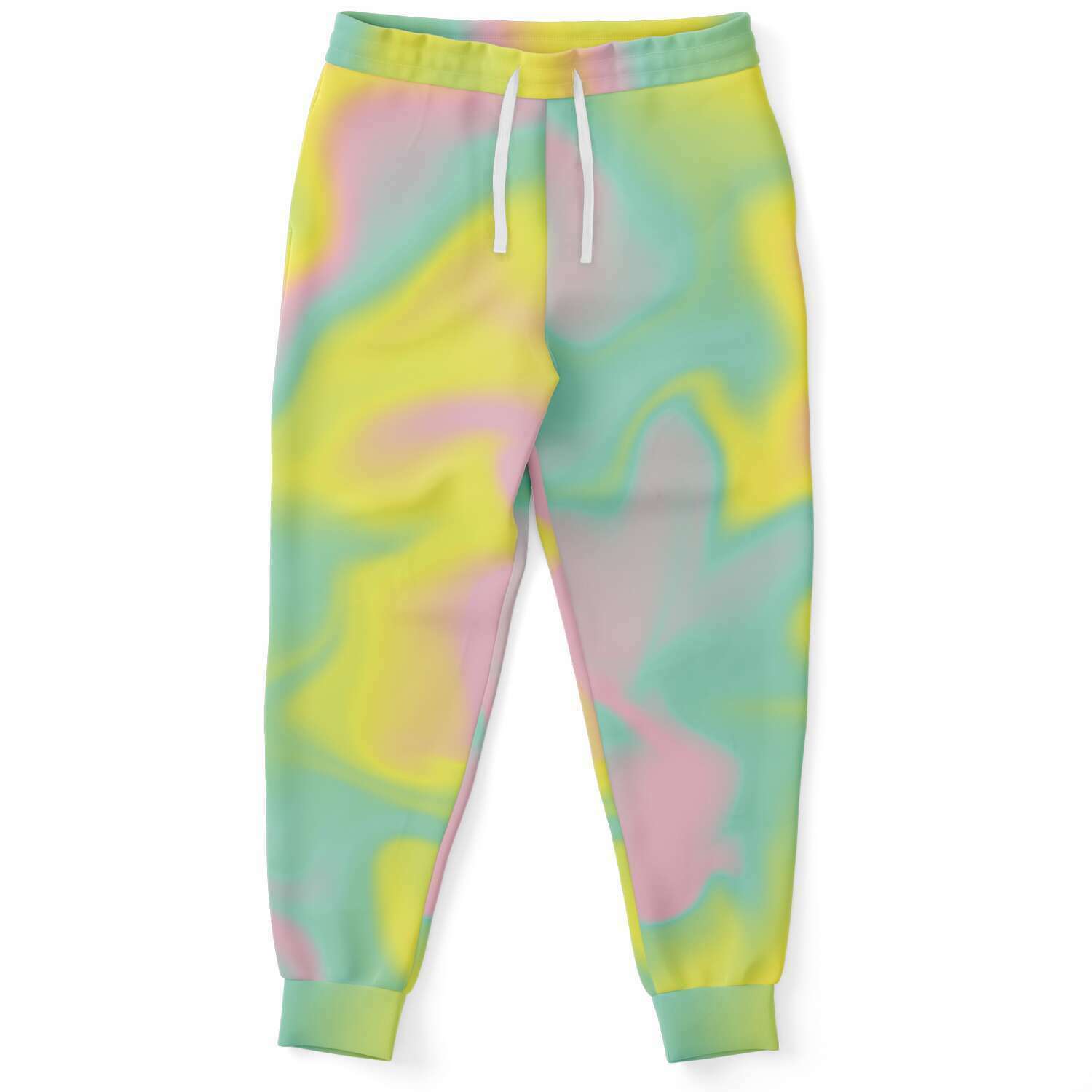 Pink Mint Green Yellow Tinge Hues Ombre Iridescence Holographic Colorful Unisex Joggers - kayzers