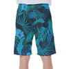 Blue Floral Print Men's Beach Hawaiian Shorts, Blue Tropical Print Hawaiian Beach Shorts