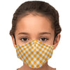 Yellow And White Plaid Check Print Adult Youth Kids Adjustable Face Mask With Filter - kayzers