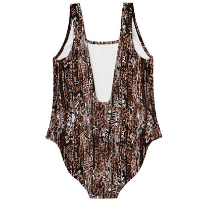 Brown Leopard Animal Print One Piece Swimsuit