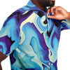 Purple Blue Urban Camo Street Style Psychedelic Liquid Waves Paint Edm Men's Button Down Shirt - kayzers