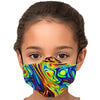 Psychedelic Art Liquid Paint Swirls Ripple Waves Abstract Multicolor Adult Youth Kids Adjustable Face Mask With Filter - kayzers