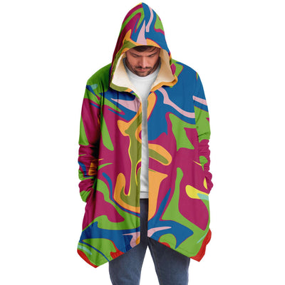Abstract Colorful Liquid Psychedelic Print Unisex Microfleece Luxurious Cloak - kayzers