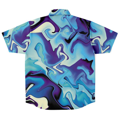 Purple Blue Urban Camo Street Style Psychedelic Liquid Waves Paint Edm Men's Button Down Shirt - kayzers