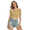 Yellow Summer Floral Print Women's Off-Shoulder Blouse