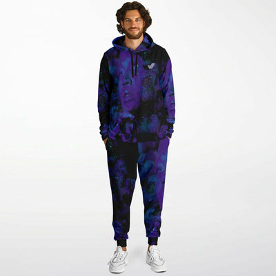 Purple Mysterious Girl Mirage Print Unisex Matching 2 Pc Joggers And Hoodie Set - kayzers