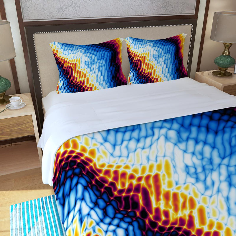 Abstract marble Print Mosaic Tile Psychedelic Paint Ombre Three Piece Duvet Cover Set