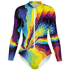 Colorful Psychedelic Rainbow Pinch Swirl Trippy Long Sleeve Bodysuit - kayzers