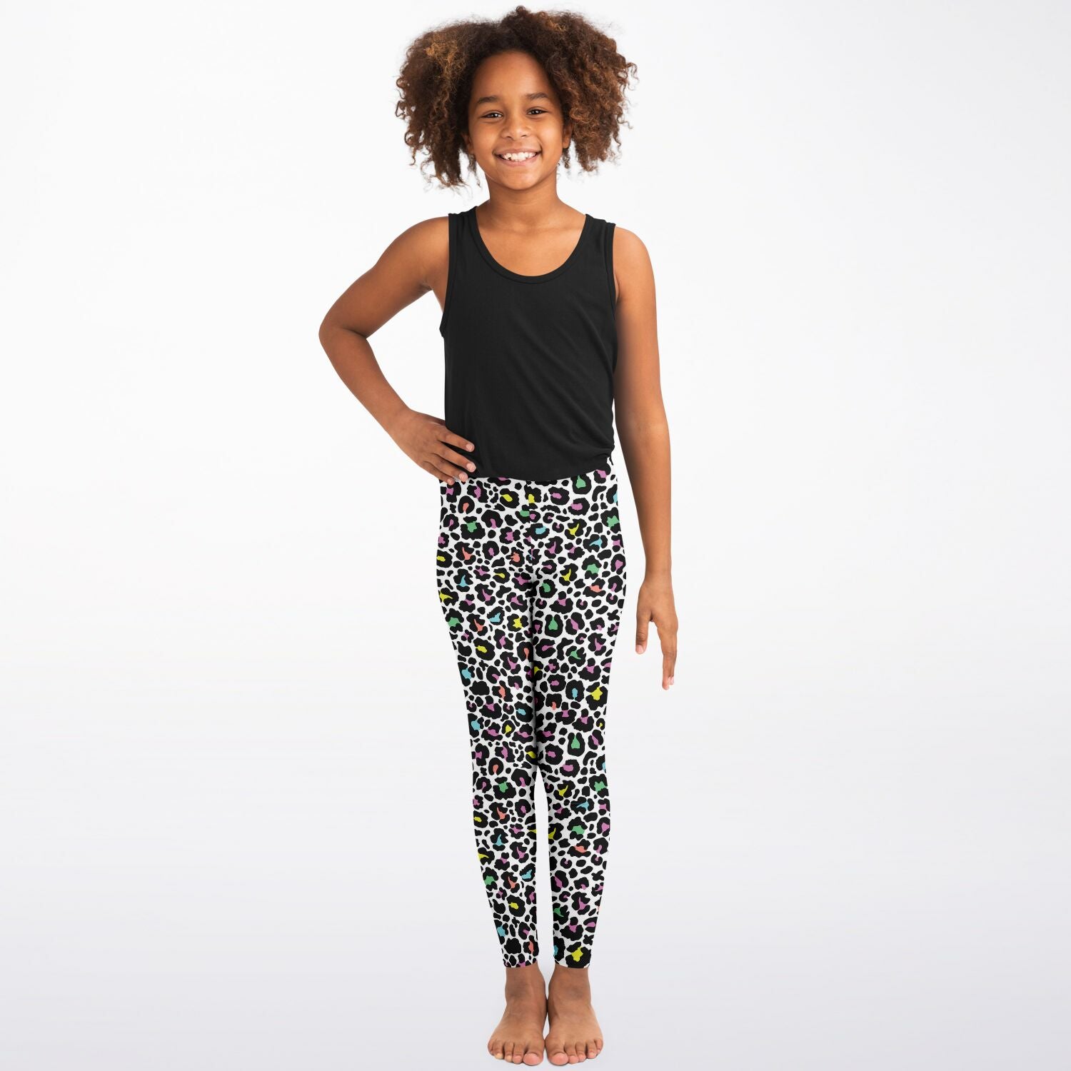 Colorful Leopard Print Youth Girls Leggings
