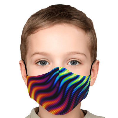 Abstract Waves Multicolor Psychedelic Art Strings Geometric Youth Adult Kids Adjustable Face Mask With Filter - kayzers