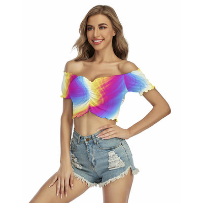 Colorful Abstract Print Women's Off-Shoulder Blouse