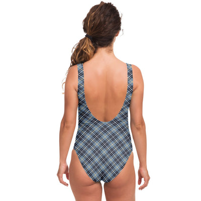 Gray Checks Plaid Pattern Women's One Piece Swimsuit - kayzers