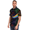 Electric Waves Ether Field Rainbow Print Men's Button Down Shirt - kayzers