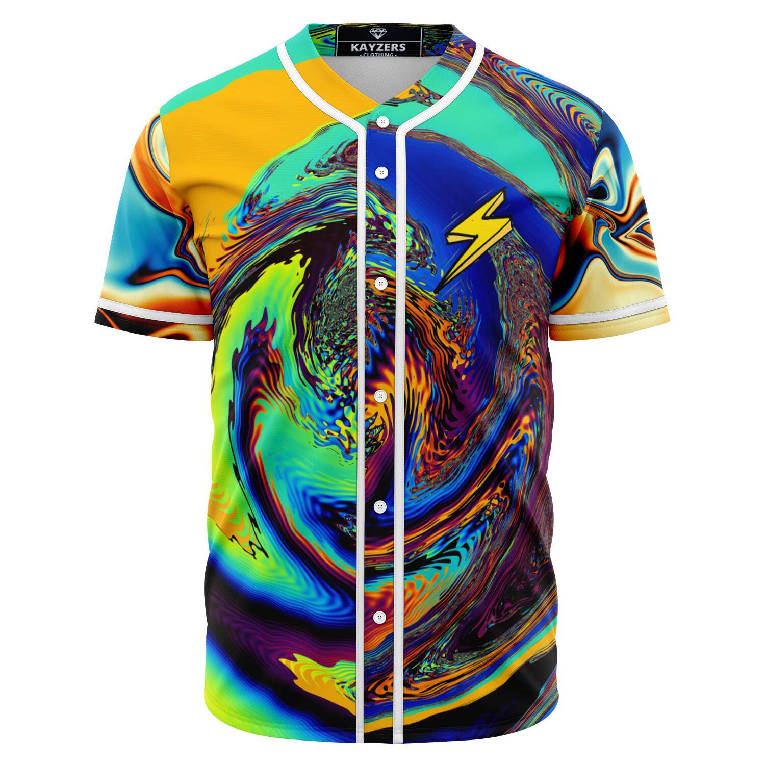 Waves Effect Nature Swirl Trees Tropical Psychedelic Beach Ocean Colorful Flash 10 Baseball Jersey - kayzers
