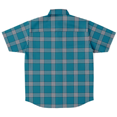 Teal Black Check Plaid Pattern Men's Shirt - kayzers